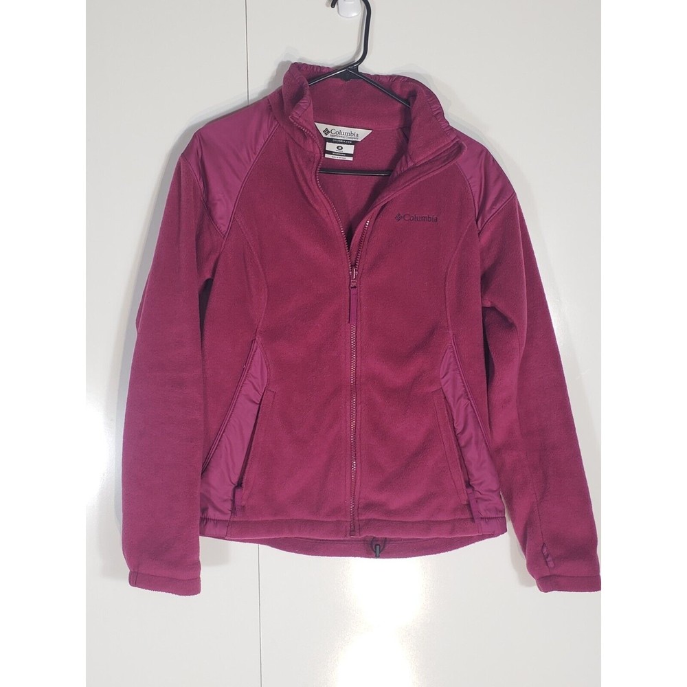 COLUMBIA Sportswear Fleece Jacket Womens Size M Full Zip Mock Long Sleeve Purple